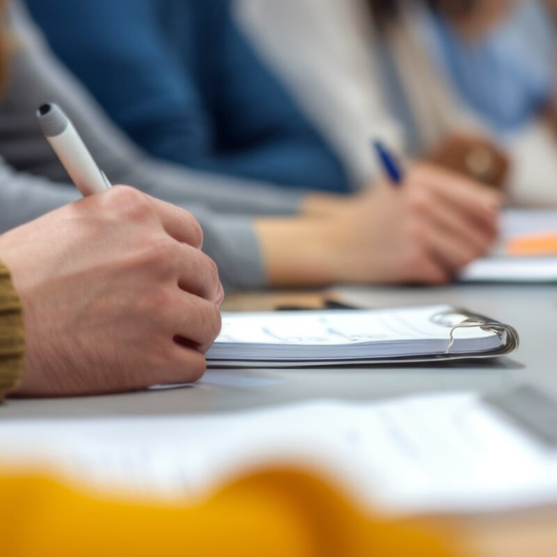 a person taking notes