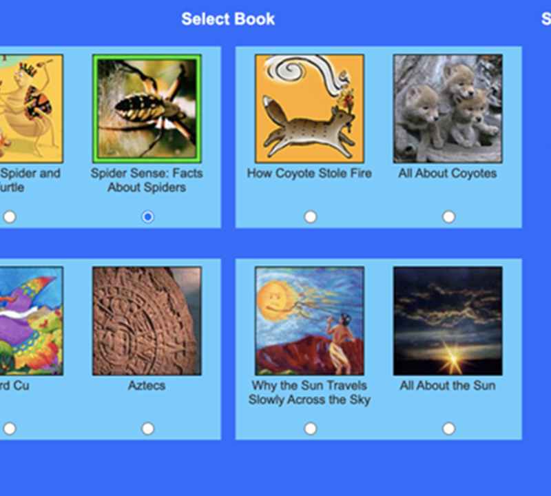 Screenshot of the CAST Folktales tool where the user selects a story to read