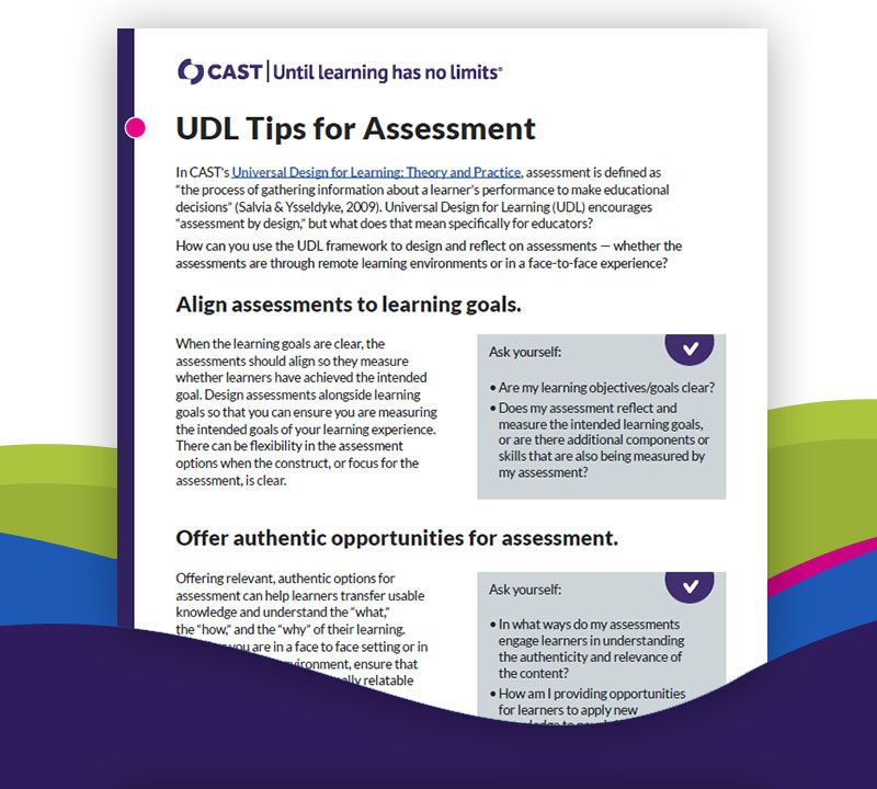 Screenshot of the UDL Tips for Assessment PDF