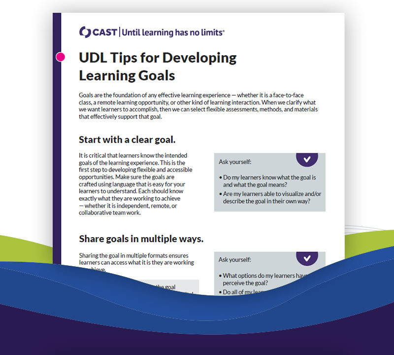 Screenshot of the UDL Tips for Developing Learning Goals PDF