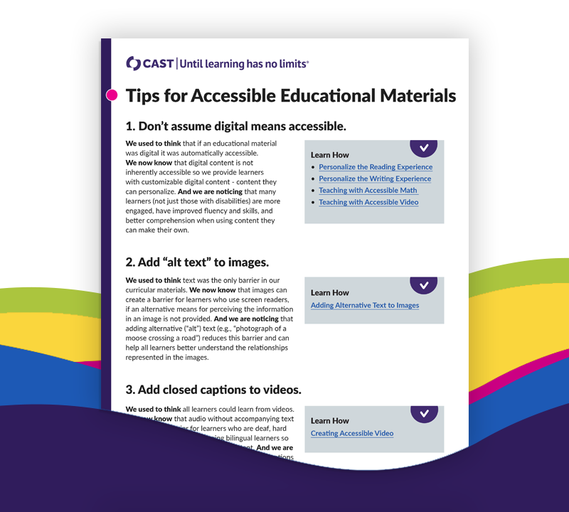 Screenshot of the Tips for Accessible Educational Materials download