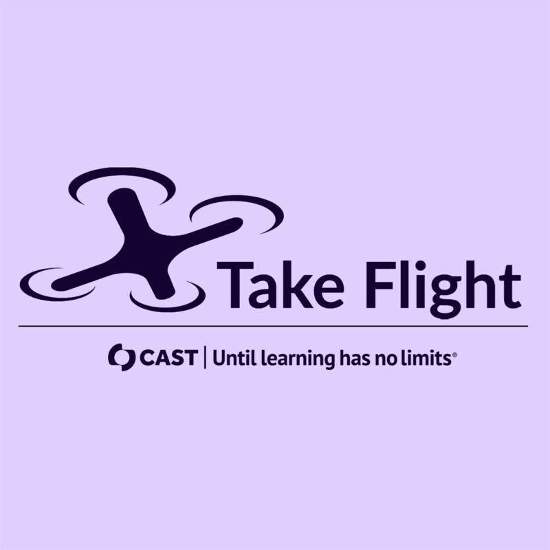 Take flight drone logo with CAST, until learning has no limits branding