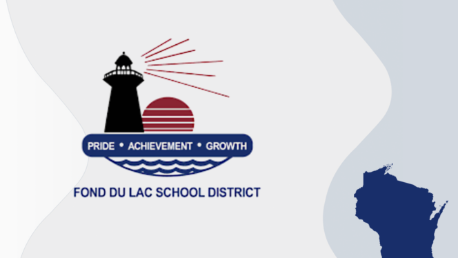 Fond Du Lac School District logo and a map of Wisconsin, School District of Sheboygan Falls: Expect the Exceptional logo and a map of Wisconsin, Stevens Point Area Public School District logo and a map of Wisconsin, Illustration of a state house