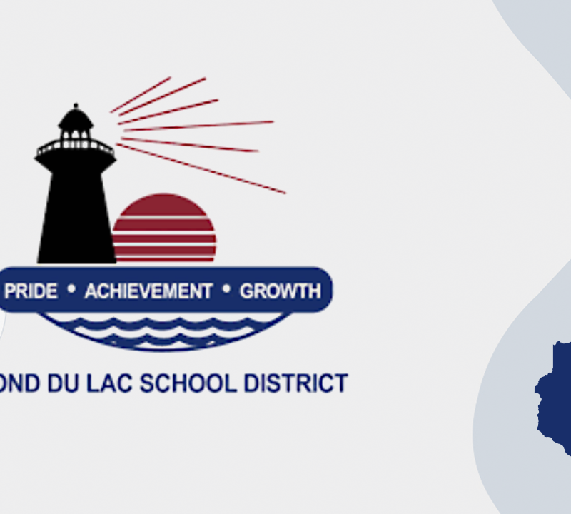 Fond Du Lac School District logo and a map of Wisconsin, School District of Sheboygan Falls: Expect the Exceptional logo and a map of Wisconsin, Stevens Point Area Public School District logo and a map of Wisconsin, Illustration of a state house