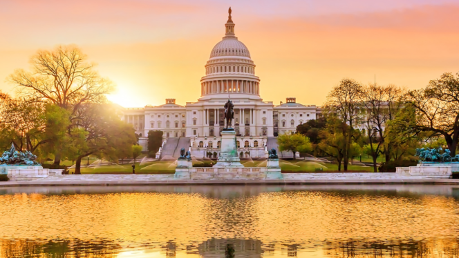 Photo of Capitol Hill in Washington DC at sunset