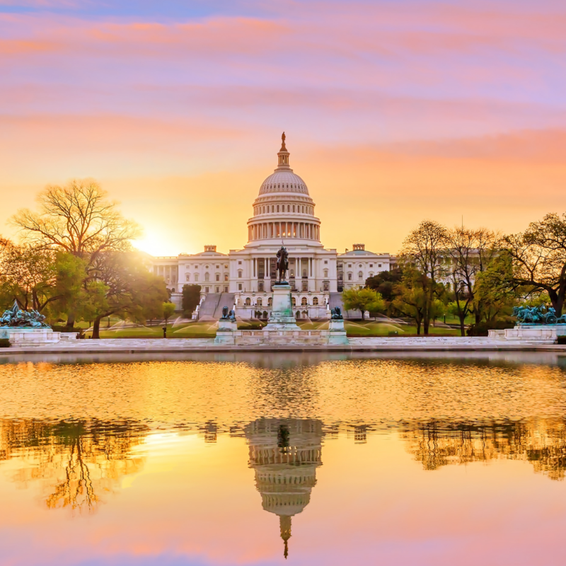 Photo of Capitol Hill in Washington DC at sunset